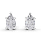 2.64 Carat Pear Shape Solitaire Diamond Stud Earrings 14K - White Gold