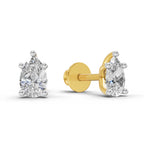 2.64 Carat Pear Shape Solitaire Diamond Stud Earrings 14K