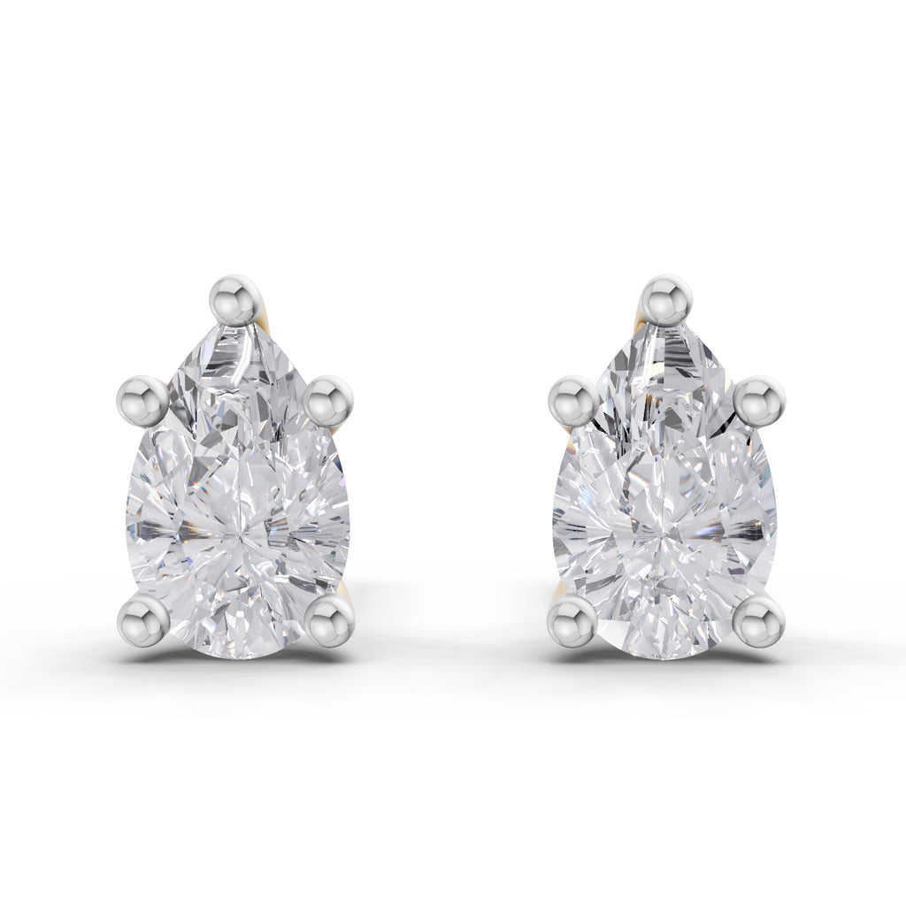 2.64 Carat Pear Shape Solitaire Diamond Stud Earrings 14K