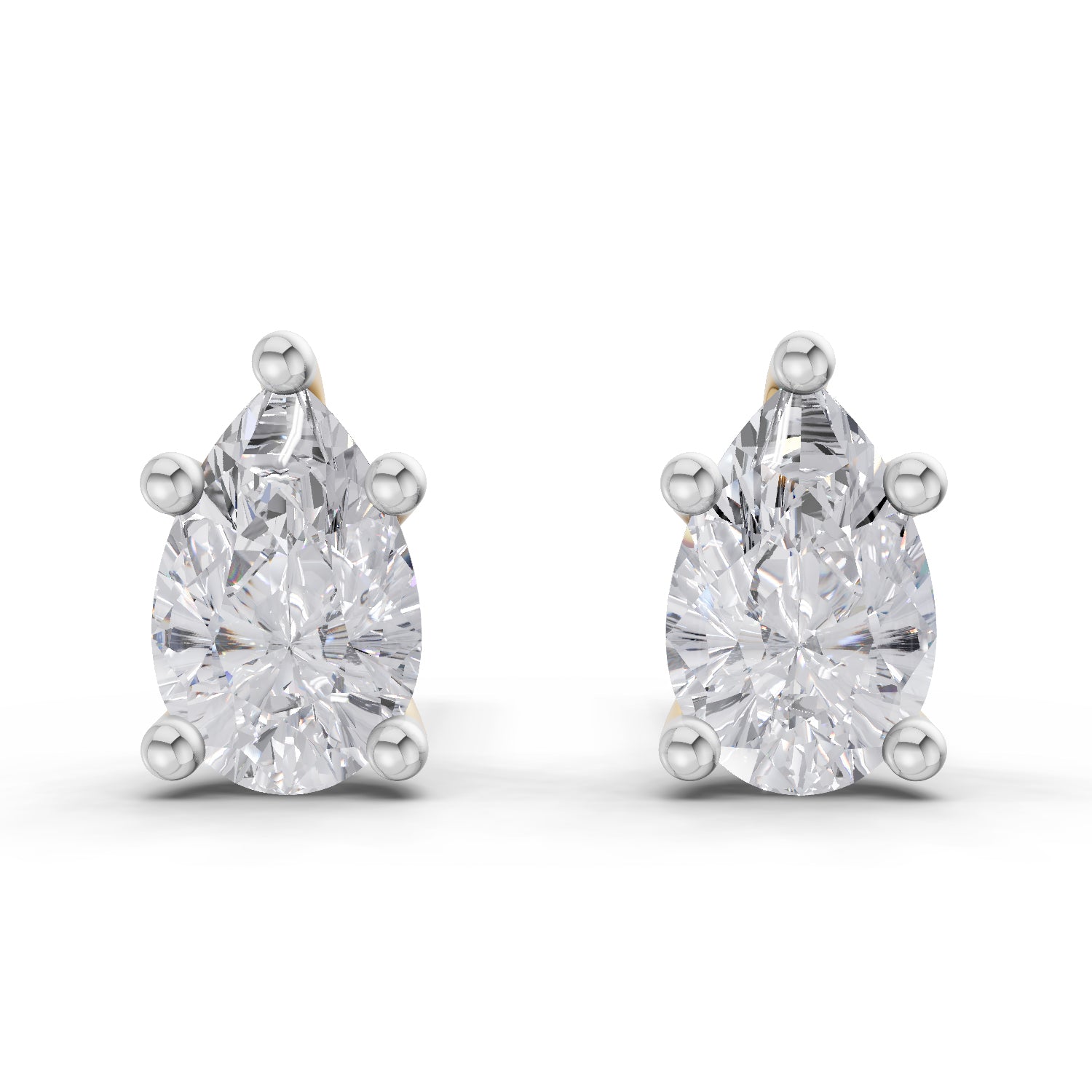 2.64 Carat Pear Shape Solitaire Diamond Stud Earrings 14K