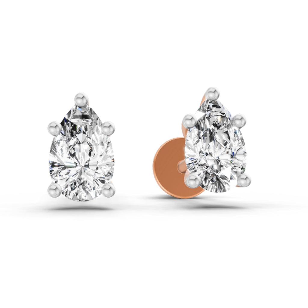 0.64 Carat Pear Stud Earrings 14K - Rose Gold