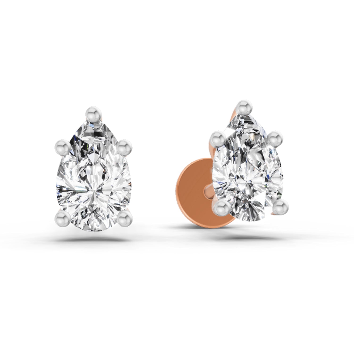 0.64 Carat Pear Stud Earrings 14K - Rose Gold
