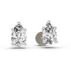 0.64 Carat Pear Stud Earrings 14K - White Gold