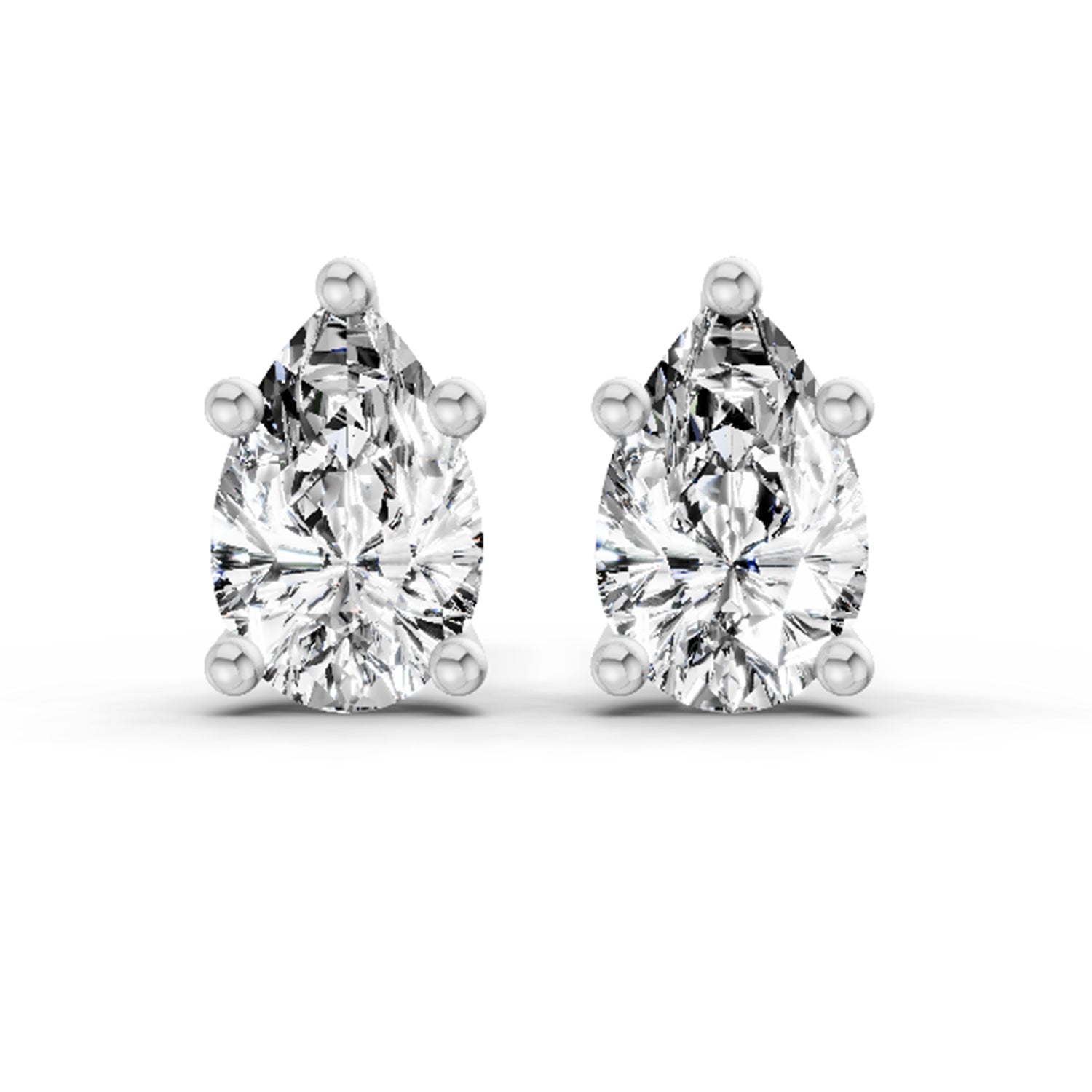 0.64 Carat Pear Stud Earrings 14K - White Gold