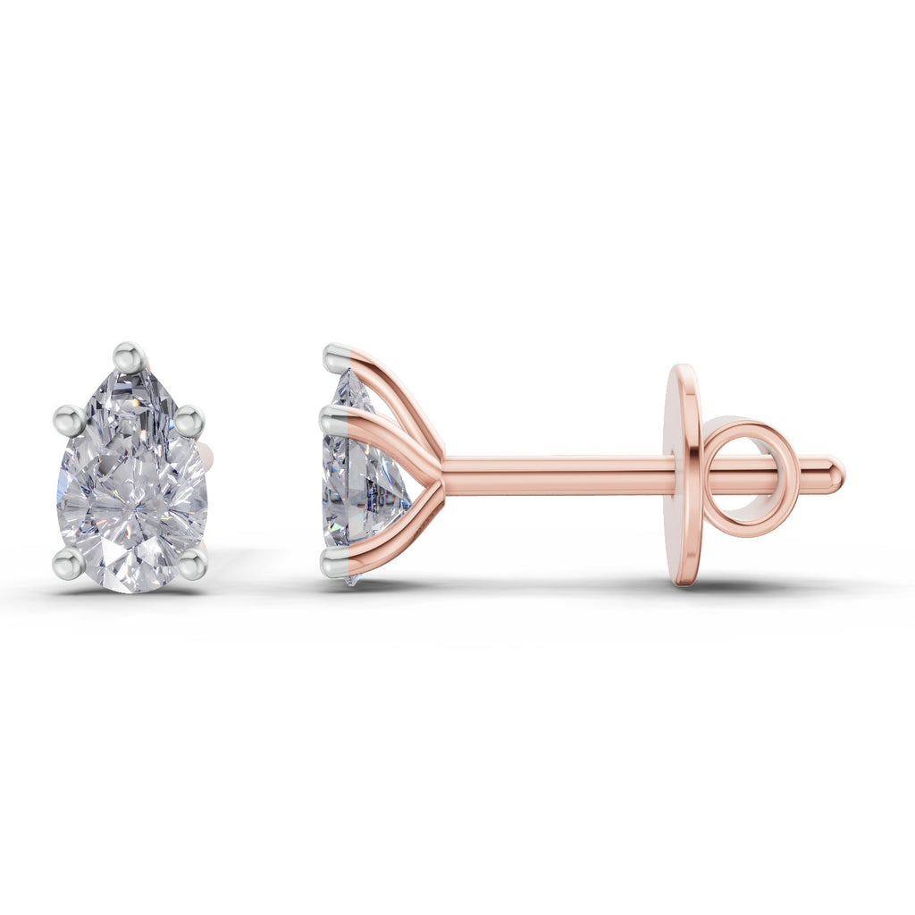 0.6 Carat Pear Diamond Earrings 14K - Rose Gold