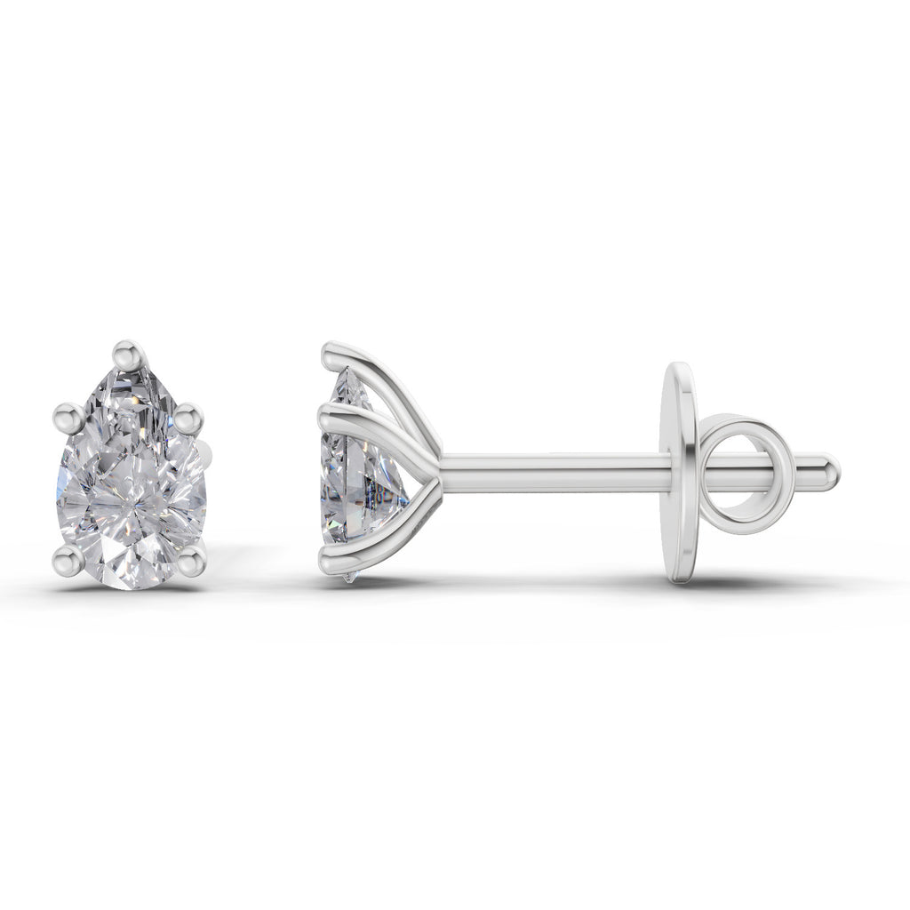 0.6 Carat Pear Diamond Earrings 14K - White Gold
