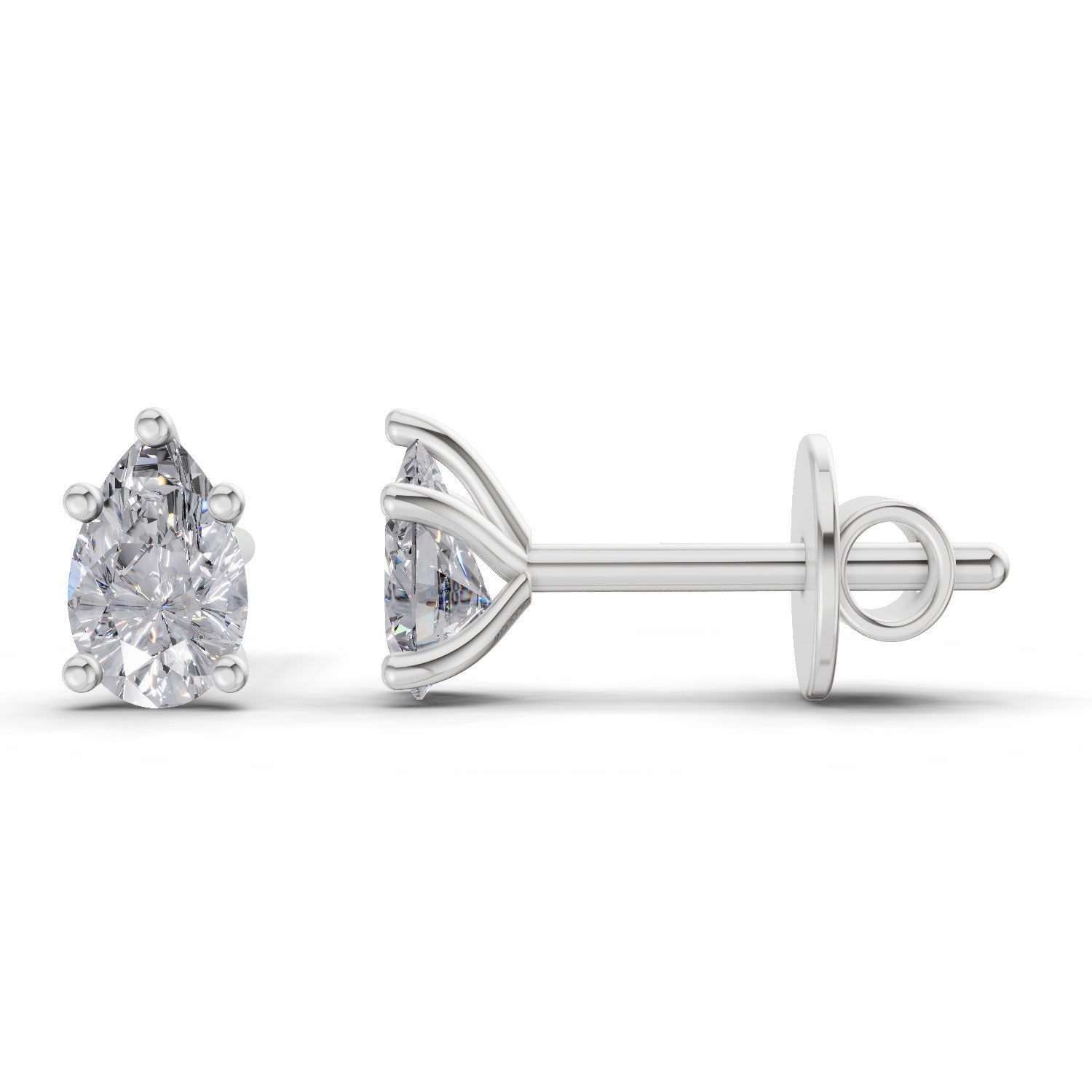0.6 Carat Pear Diamond Earrings 14K - White Gold