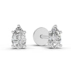 0.6 Carat Pear Diamond Earrings 14K - White Gold