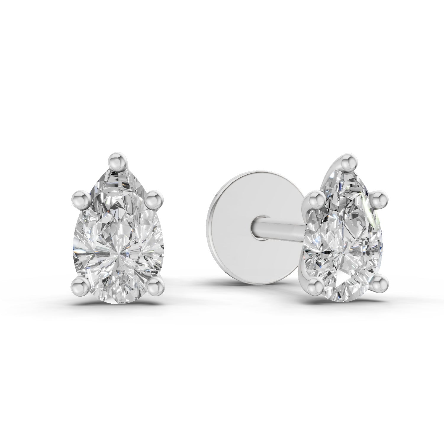 0.6 Carat Pear Diamond Earrings 14K - White Gold
