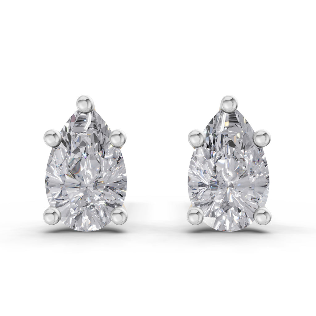 0.6 Carat Pear Diamond Earrings 14K - White Gold