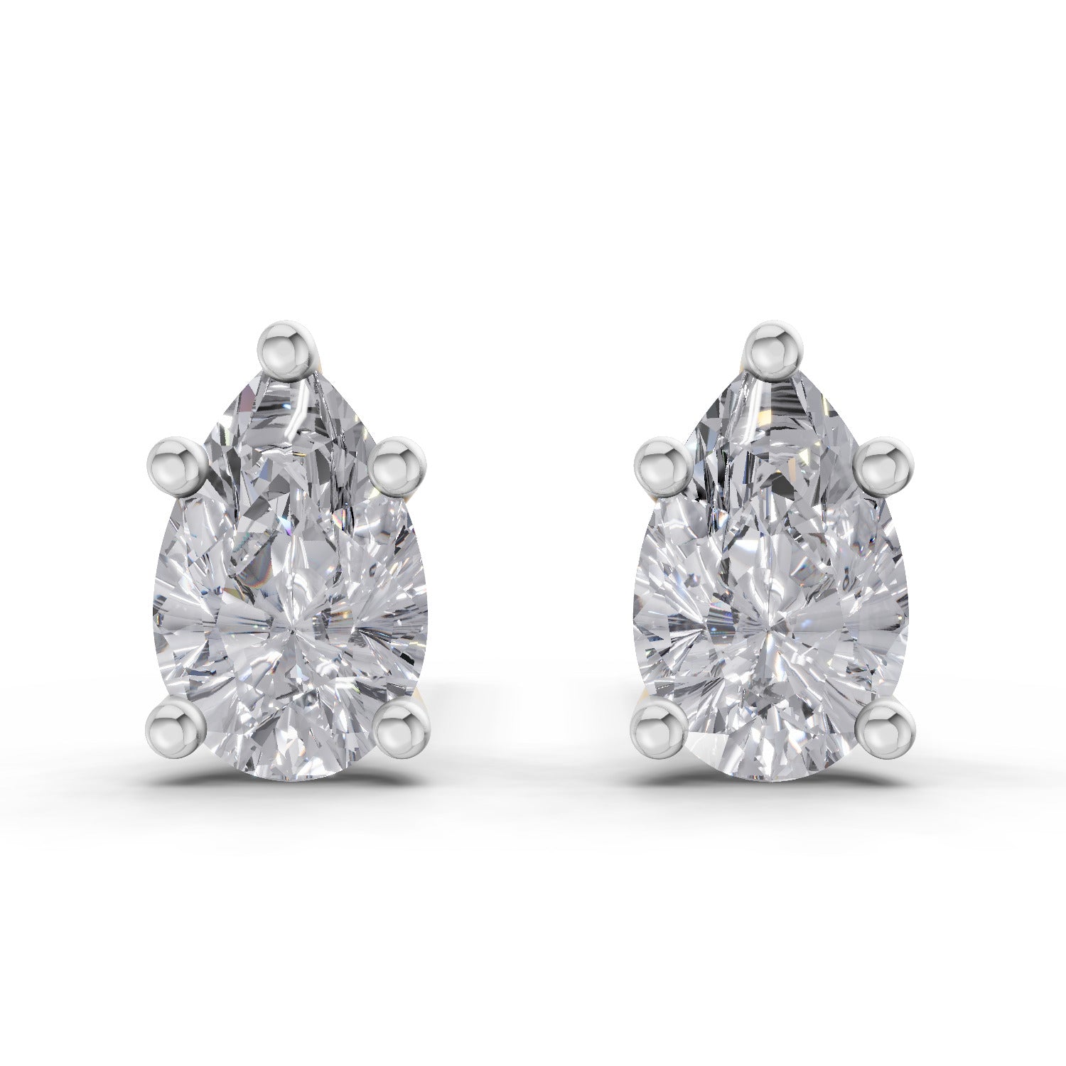 0.6 Carat Pear Diamond Earrings 14K - White Gold