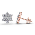 0.41 Carat Floral Diamond Stud Earrings 14K - Rose Gold