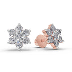 0.41 Carat Floral Diamond Stud Earrings 14K - Rose Gold