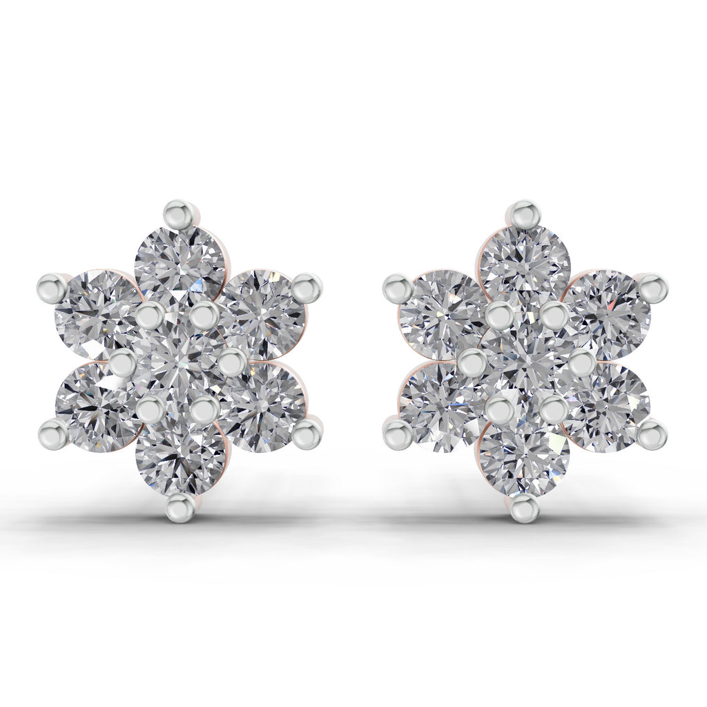0.41 Carat Floral Diamond Stud Earrings 14K - Rose Gold