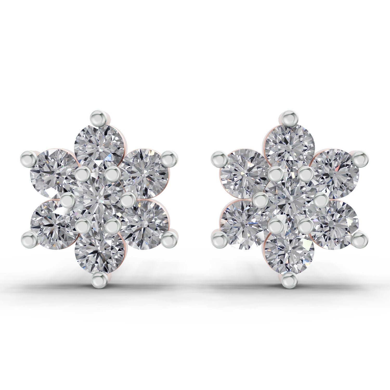 0.41 Carat Floral Diamond Stud Earrings 14K - Rose Gold