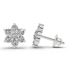0.41 Carat Floral Diamond Stud Earrings 14K - White Gold