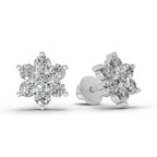 0.41 Carat Floral Diamond Stud Earrings 14K - White Gold