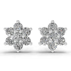 0.41 Carat Floral Diamond Stud Earrings 14K - White Gold