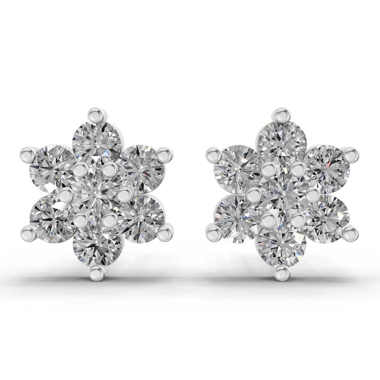 0.41 Carat Floral Diamond Stud Earrings 14K - White Gold