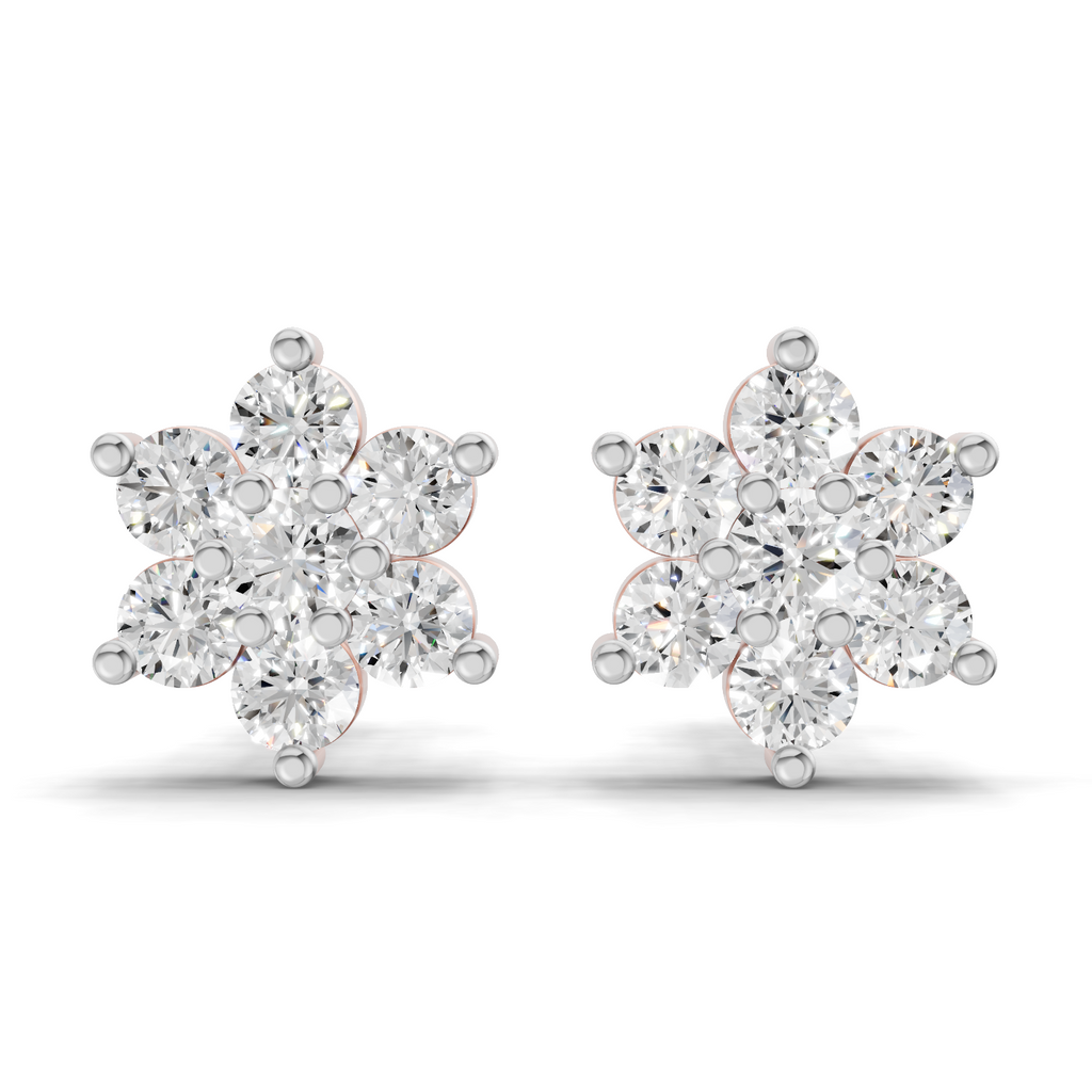 0.41 Carat Floral Diamond Stud Earrings 14K