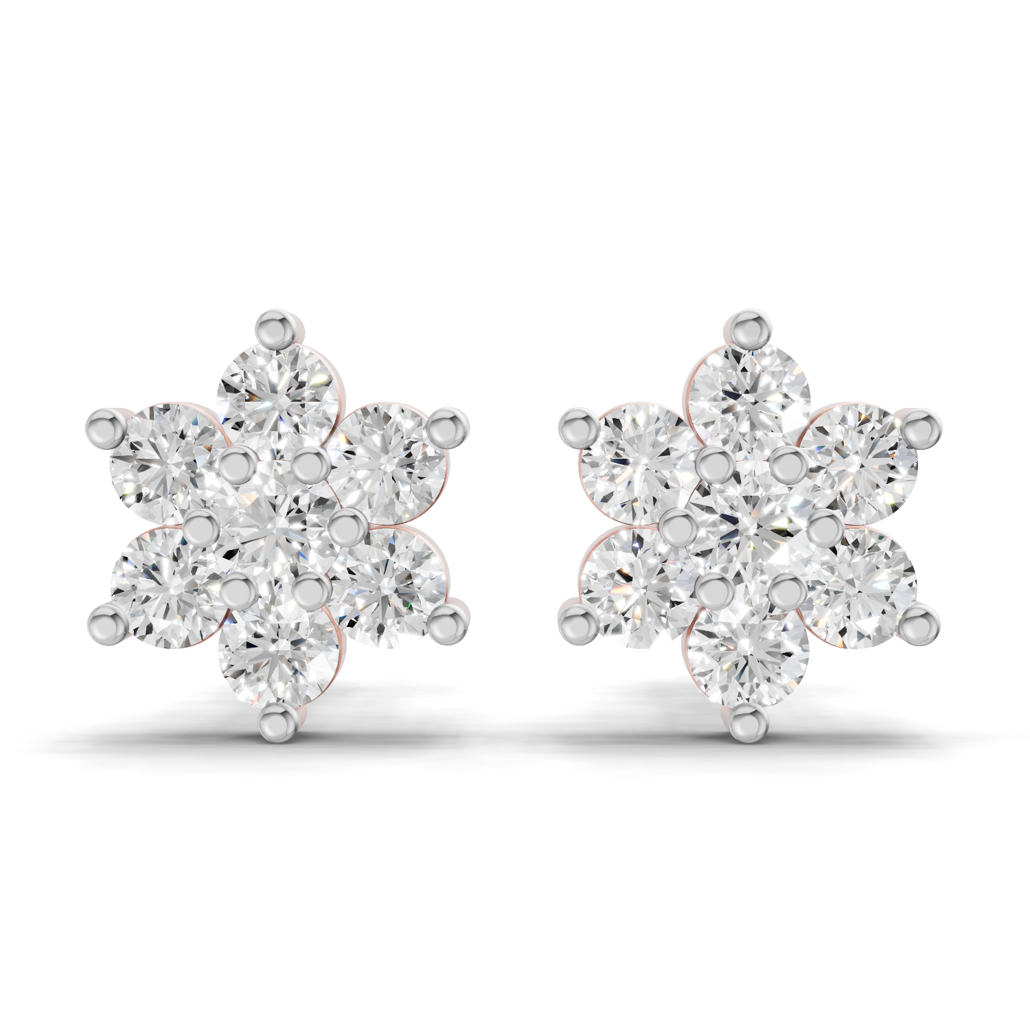 0.41 Carat Floral Diamond Stud Earrings 14K
