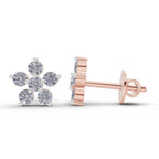0.35 Carat Diamond Flower Stud Earrings 14K - Rose Gold