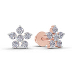 0.35 Carat Diamond Flower Stud Earrings 14K - Rose Gold