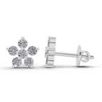 0.35 Carat Diamond Flower Stud Earrings 14K - White Gold