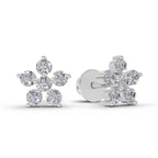 0.35 Carat Diamond Flower Stud Earrings 14K - White Gold