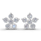 0.35 Carat Diamond Flower Stud Earrings 14K - White Gold