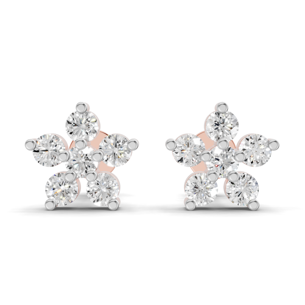 0.35 Carat Diamond Flower Stud Earrings 14K