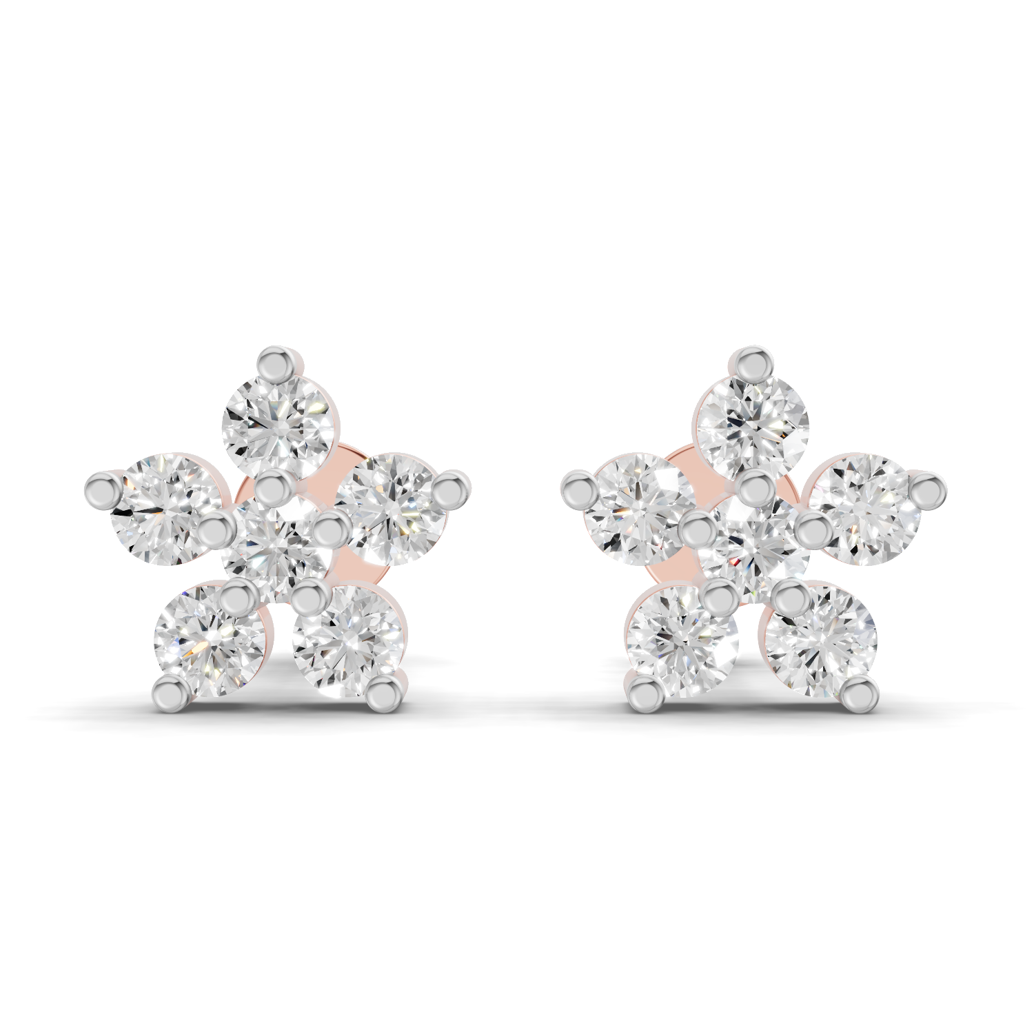 0.35 Carat Diamond Flower Stud Earrings 14K