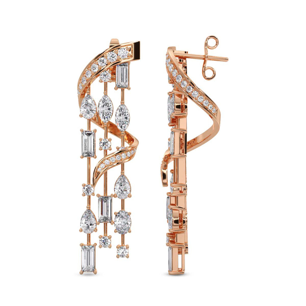 Lab Grown Diamond 7.74 Carat Spiral Drop Earring 14KW