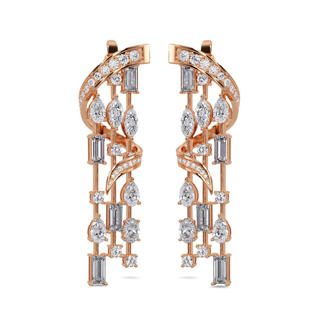 Lab Grown Diamond 7.74 Carat Spiral Drop Earring 14KW