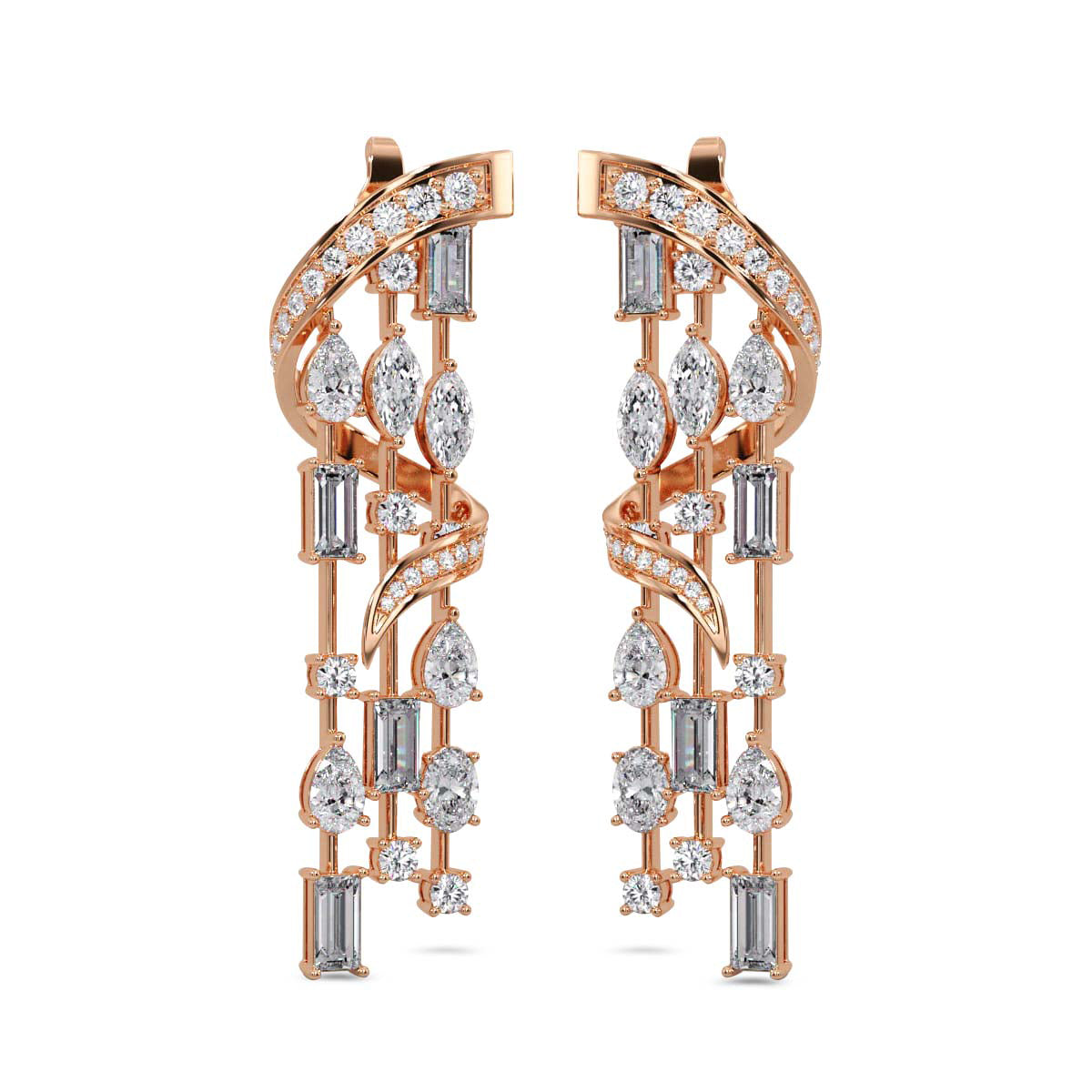 Lab Grown Diamond 7.74 Carat Spiral Drop Earring 14KW