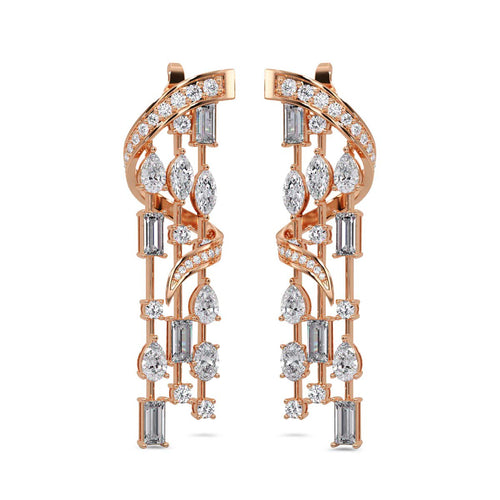Lab Grown Diamond 7.74 Carat Spiral Drop Earring 14KW