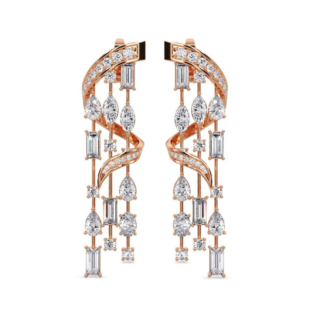 Lab Grown Diamond 7.74 Carat Spiral Drop Earring 14KW