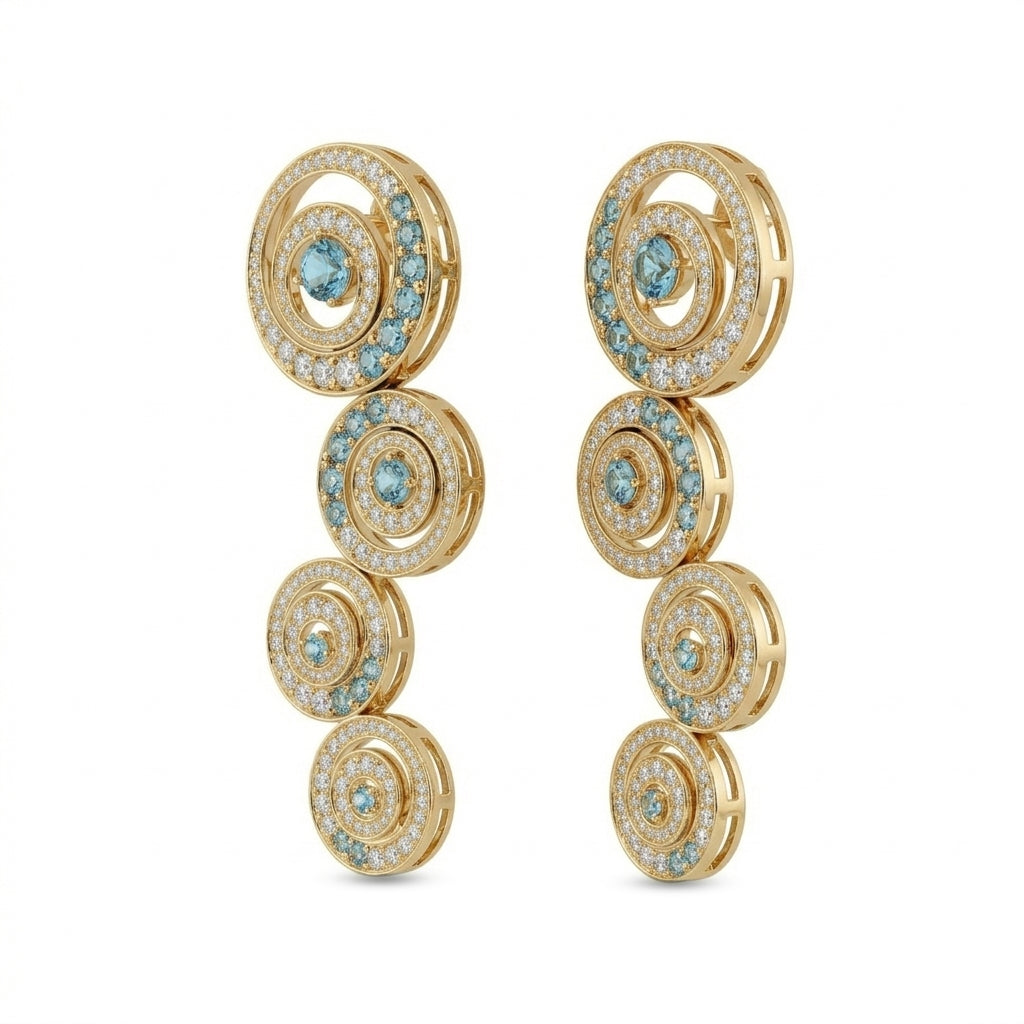 3.66 Carat 14K Gold Celestial Blue Cascade