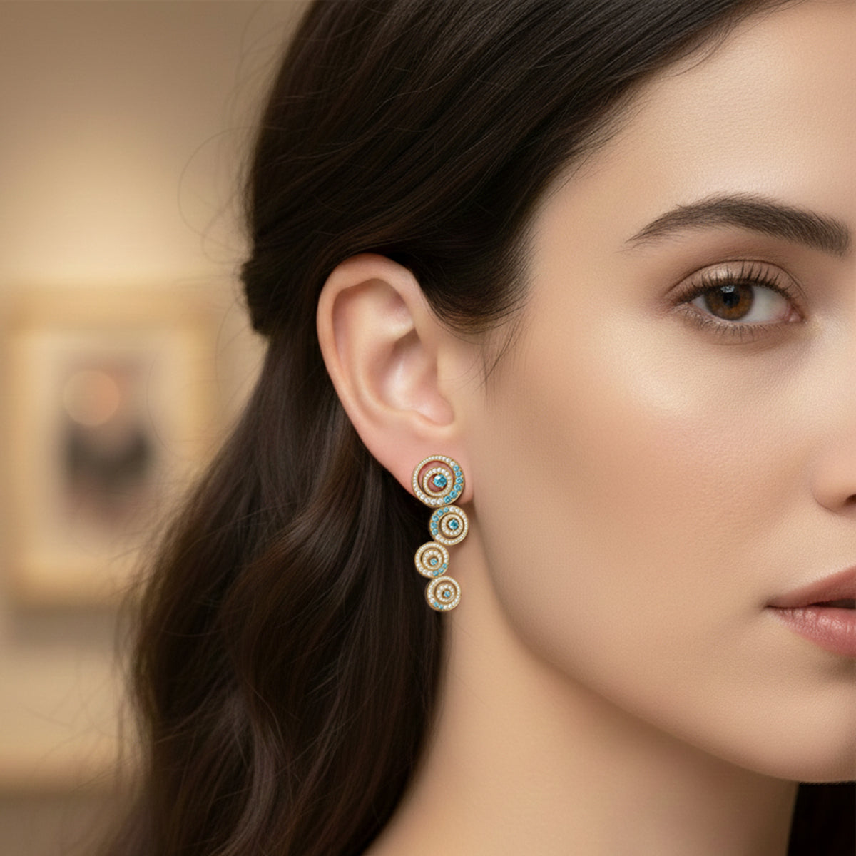 3.66 Carat 14K Gold Celestial Blue Cascade