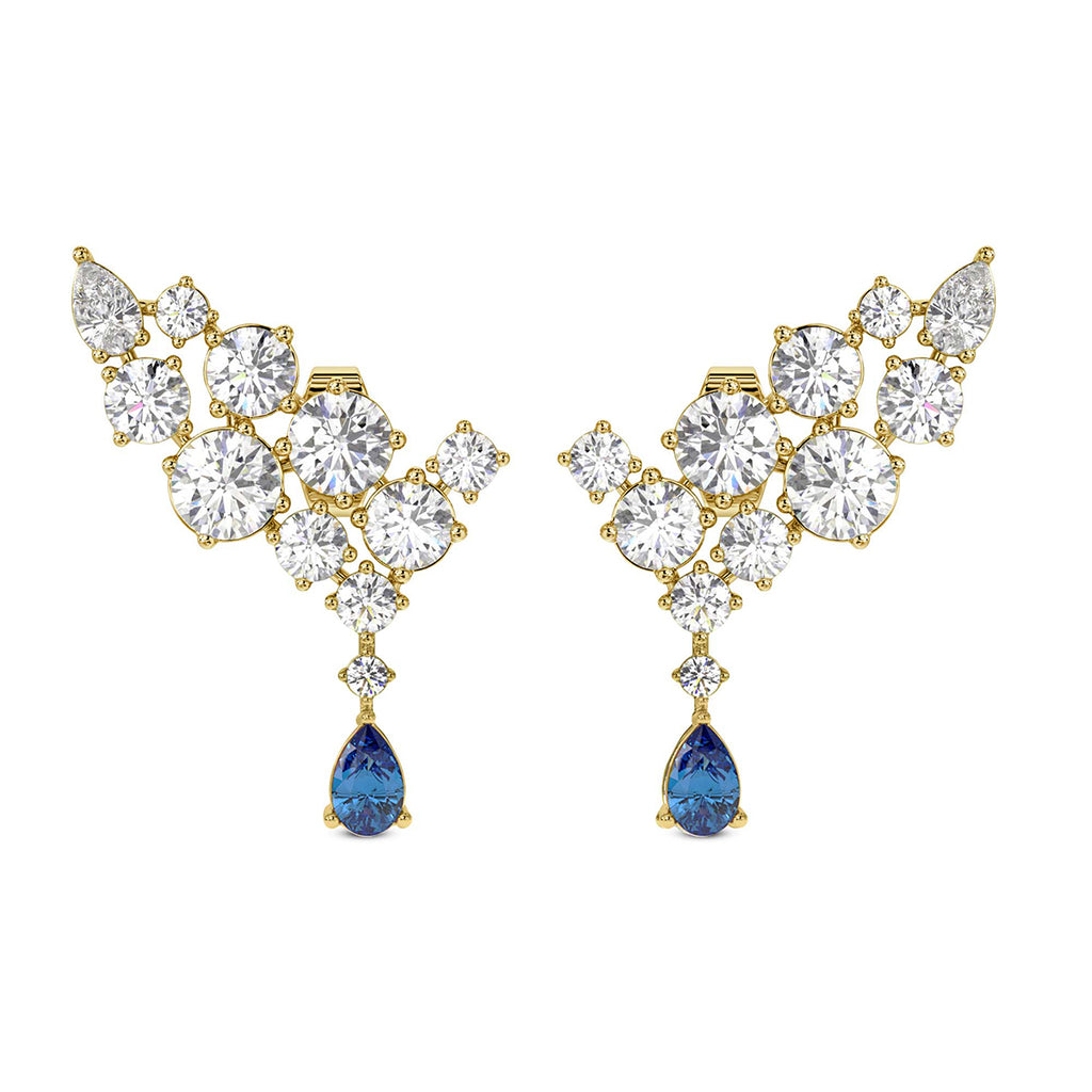 6.32 Carat 14K Gold Sapphire Climber Earring