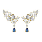 6.32 Carat 14K Gold Sapphire Climber Earring
