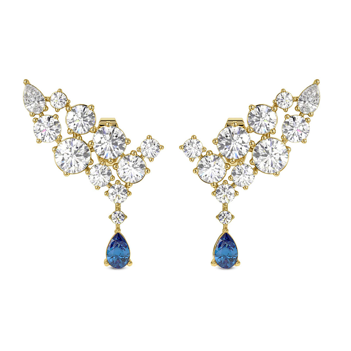 6.32 Carat 14K Gold Sapphire Climber Earring