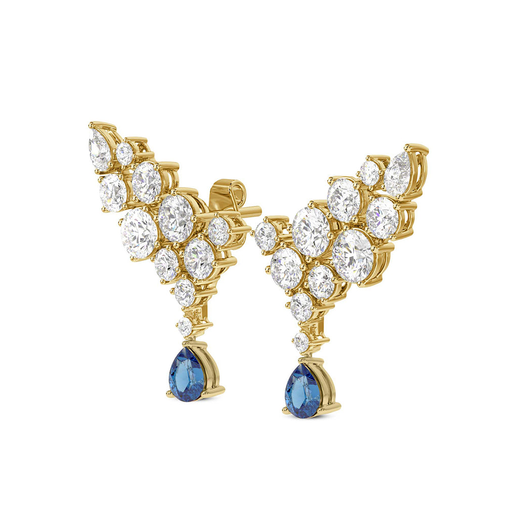 6.32 Carat 14K Gold Sapphire Climber Earring