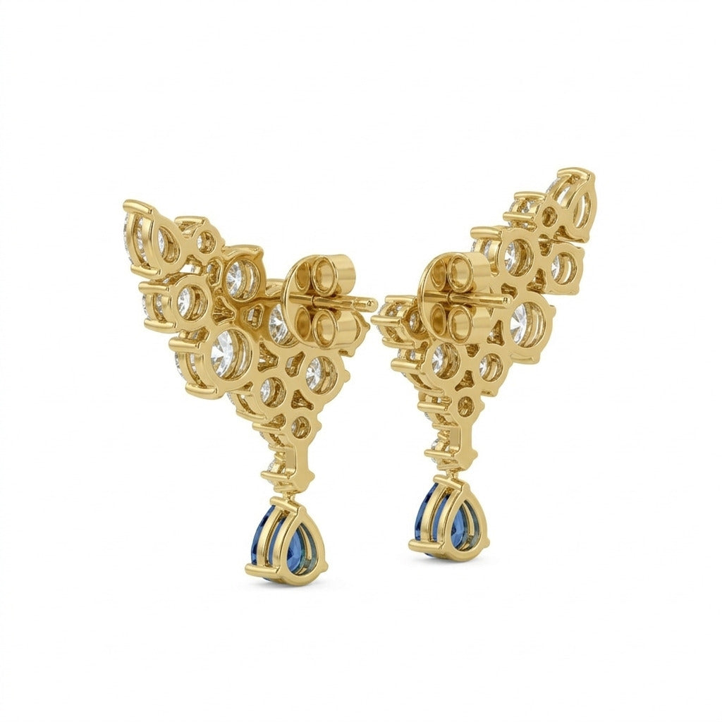 6.32 Carat 14K Gold Sapphire Climber Earring