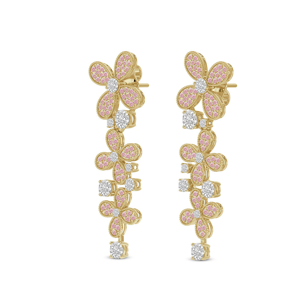 4.89 Carat 14K Gold Pink Petal Cascade Drop