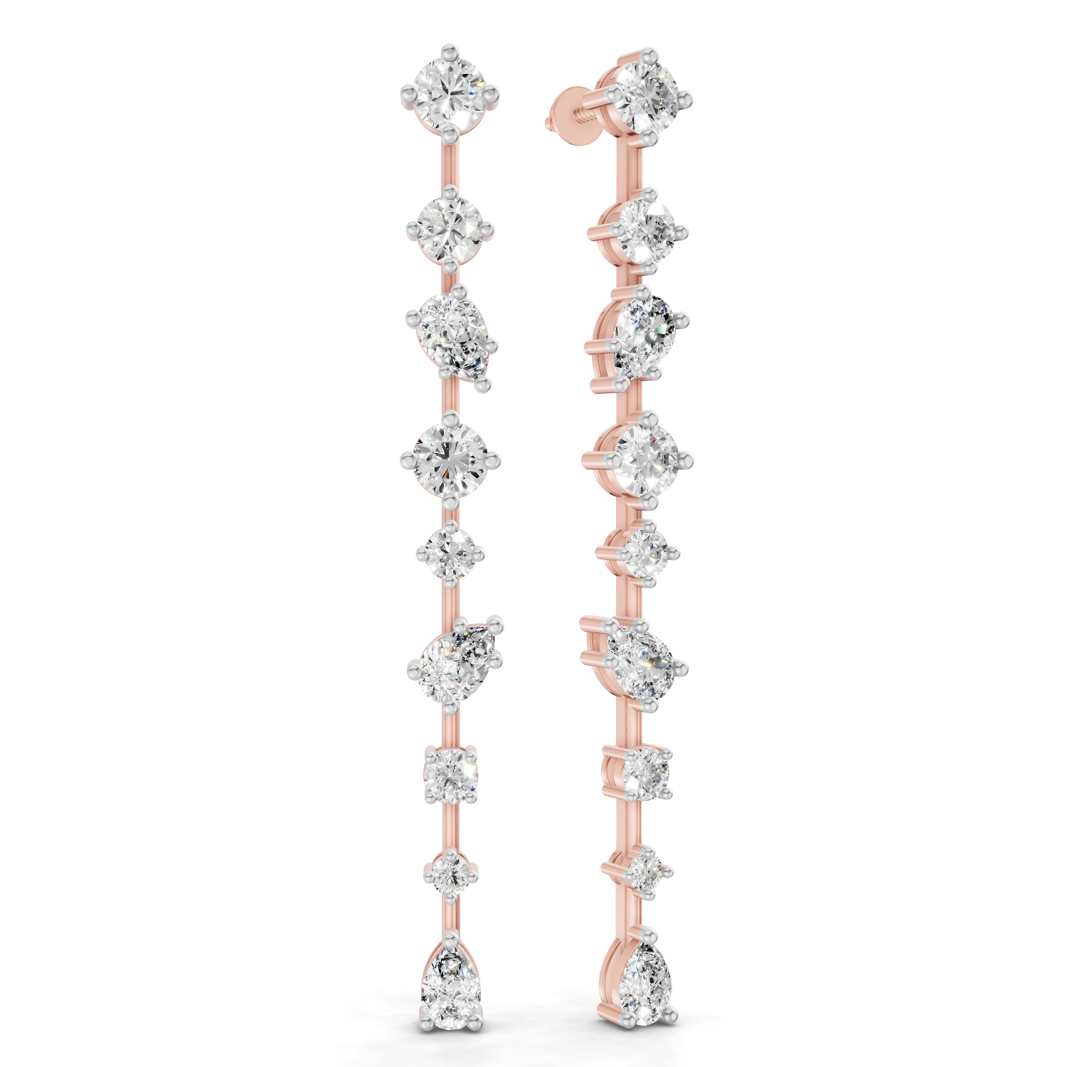 Lab Grown Diamond 4.49 Carat Multi-Shape Diamond Linear Drop Earring 14KW
