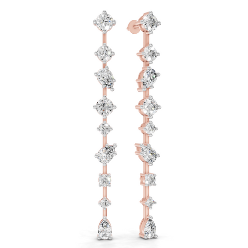 Lab Grown Diamond 4.49 Carat Multi-Shape Diamond Linear Drop Earring 14KW