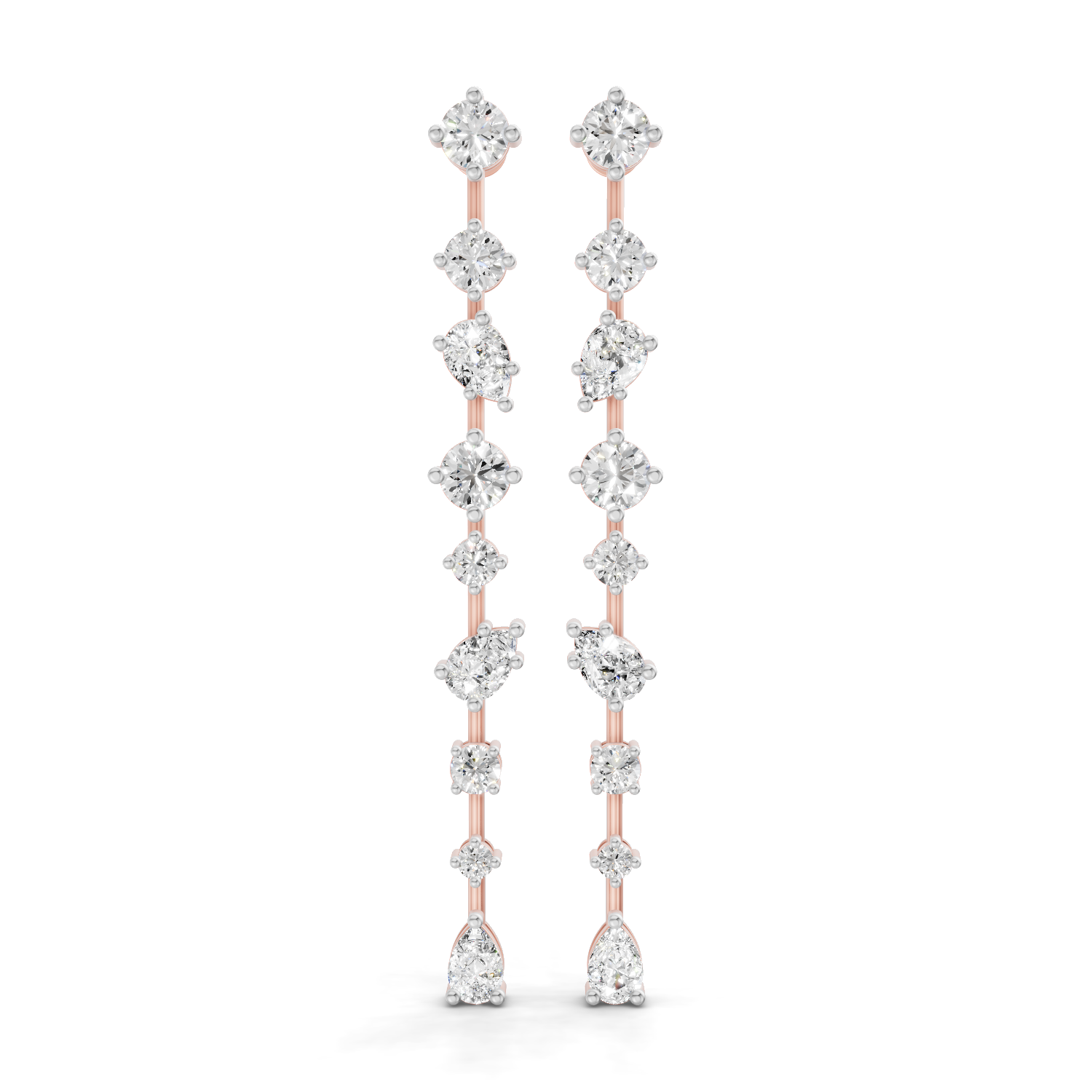 Lab Grown Diamond 4.49 Carat Multi-Shape Diamond Linear Drop Earring 14KW