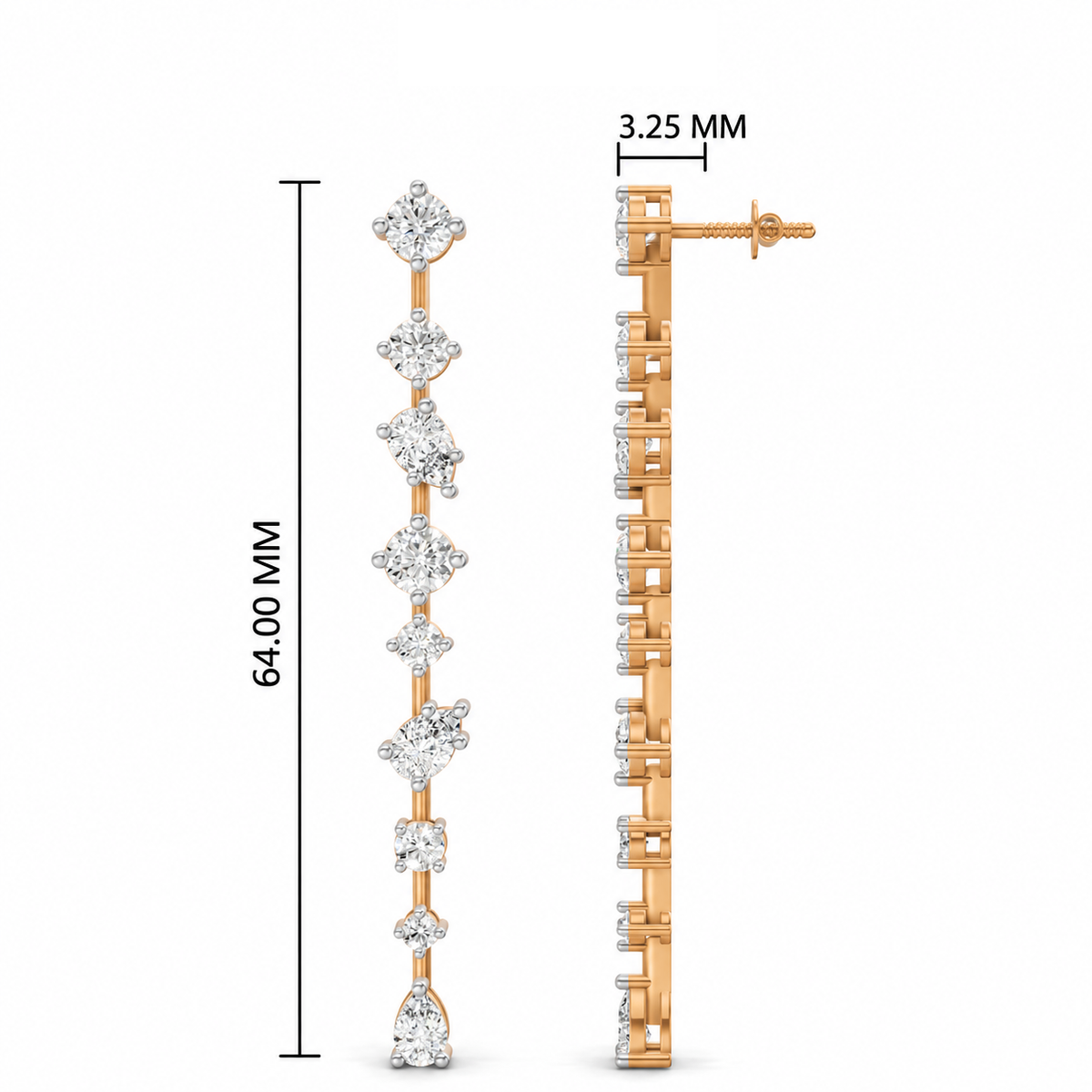 Arias by Lara Dutta Lustrous Linear Diamond Drop Earrings