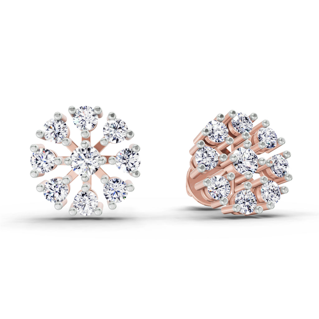 1 Carat Round Diamond Stud Earrings 14K - Rose Gold
